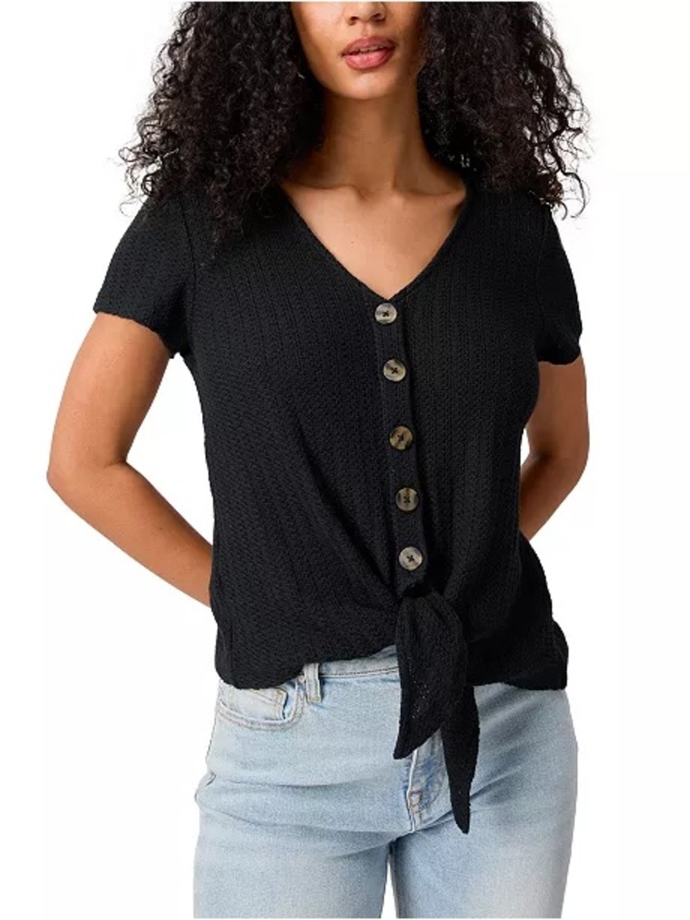 Sanctuary Black Button front v neck, size S